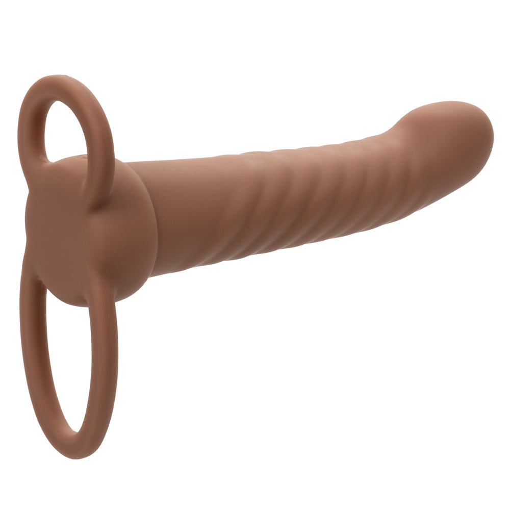 Performance Maxx Rechargeable Ribbed Dual Penetrator - Brown | 716770109323 | Available at EroticWarehouse.com