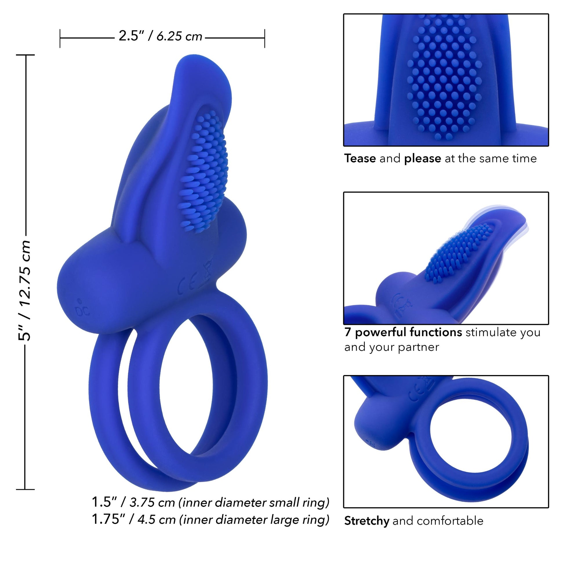 Silicone Rechargeable Dual Pleaser Enhancer | 716770095510 | Available at EroticWarehouse.com