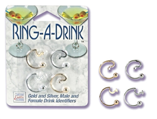 Ring a Drink Gold and Silver Male and Female Drink Identifiers | 716770029065 | Available at EroticWarehouse.com