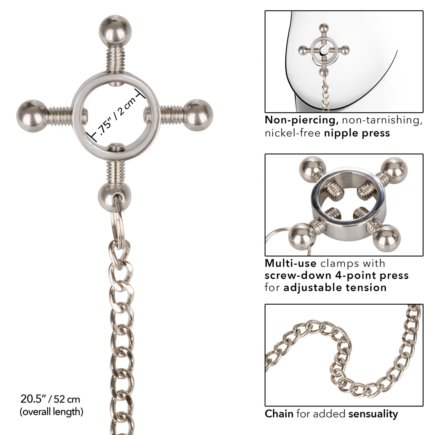 Nipple Grips 4-Point Nipple Press With Chain | 716770099303 | Available at EroticWarehouse.com