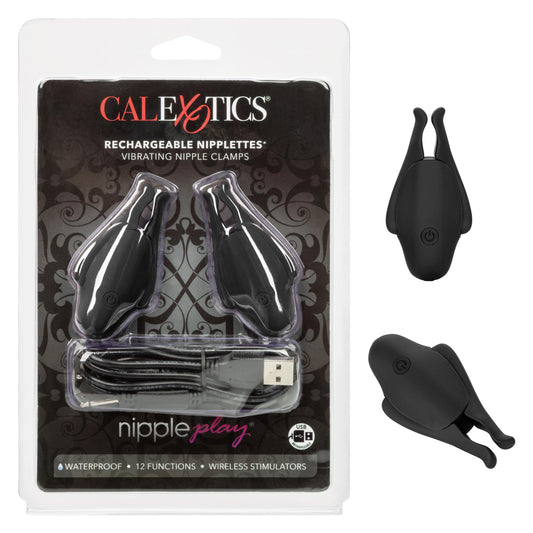 Nipple Play Rechargeable Nipplettes - Black | 716770095930 | Available at EroticWarehouse.com