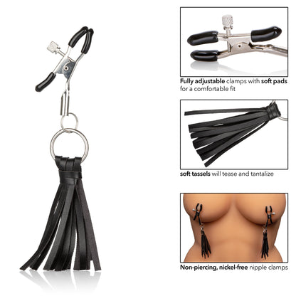 Nipple Play Playful Tassels Nipple Clamps - Black | 716770091888 | Available at EroticWarehouse.com