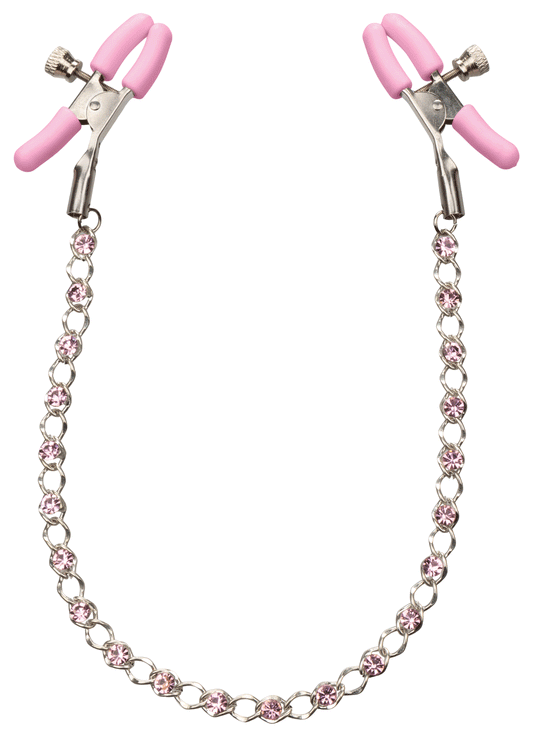 Nipple Play Crystal Chain Nipple Clamps - Pink | 716770101112 | Available at EroticWarehouse.com