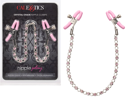 Nipple Play Crystal Chain Nipple Clamps - Pink | 716770101112 | Available at EroticWarehouse.com