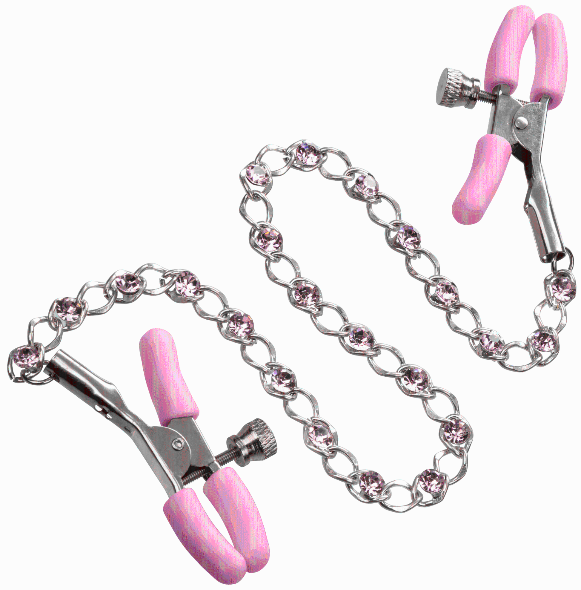 Nipple Play Crystal Chain Nipple Clamps - Pink | 716770101112 | Available at EroticWarehouse.com
