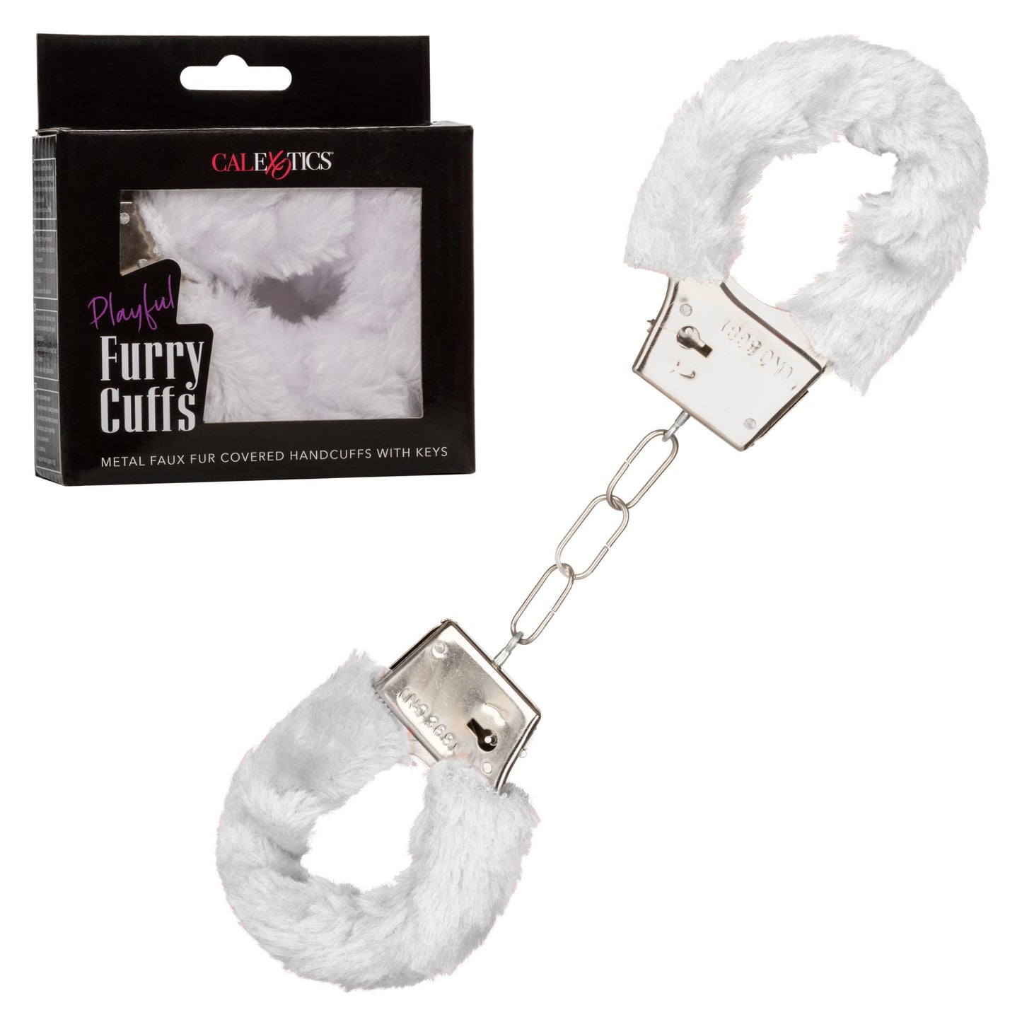 Playful Furry Cuffs - White | 716770099242 | Available at EroticWarehouse.com