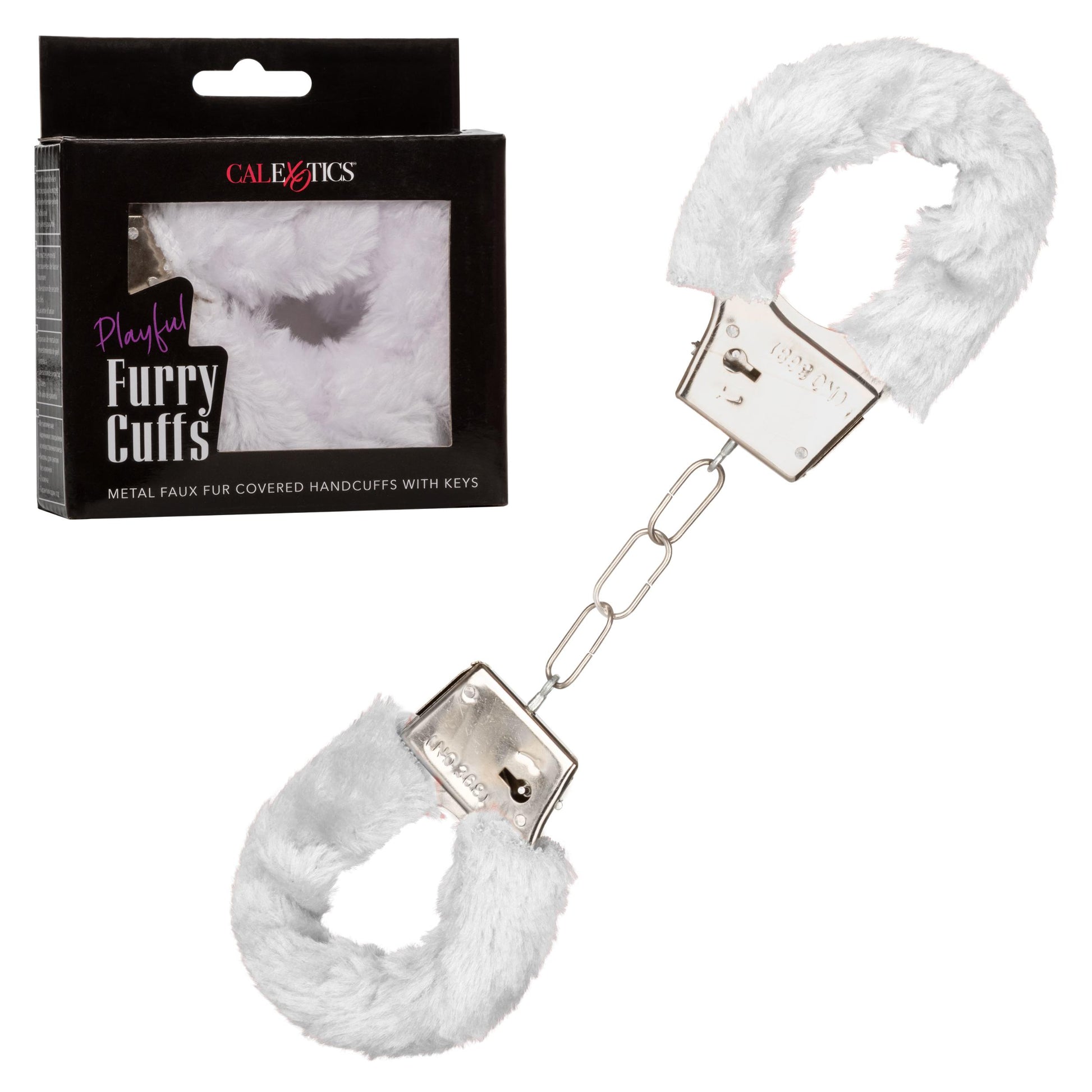 Playful Furry Cuffs - White | 716770099242 | Available at EroticWarehouse.com
