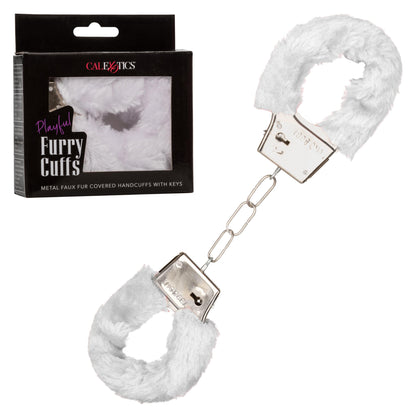 Playful Furry Cuffs - White | 716770099242 | Available at EroticWarehouse.com