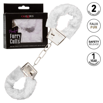 Playful Furry Cuffs - White | 716770099242 | Available at EroticWarehouse.com