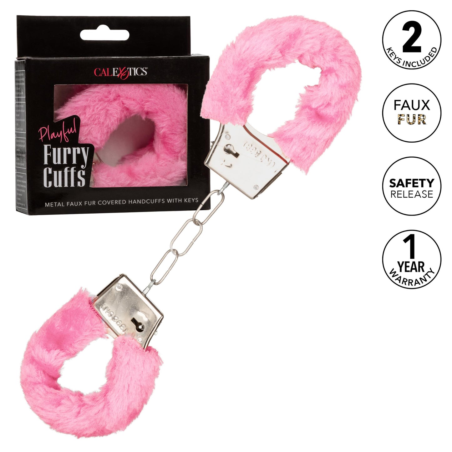 Playful Furry Cuffs - Pink | 716770099259 | Available at EroticWarehouse.com