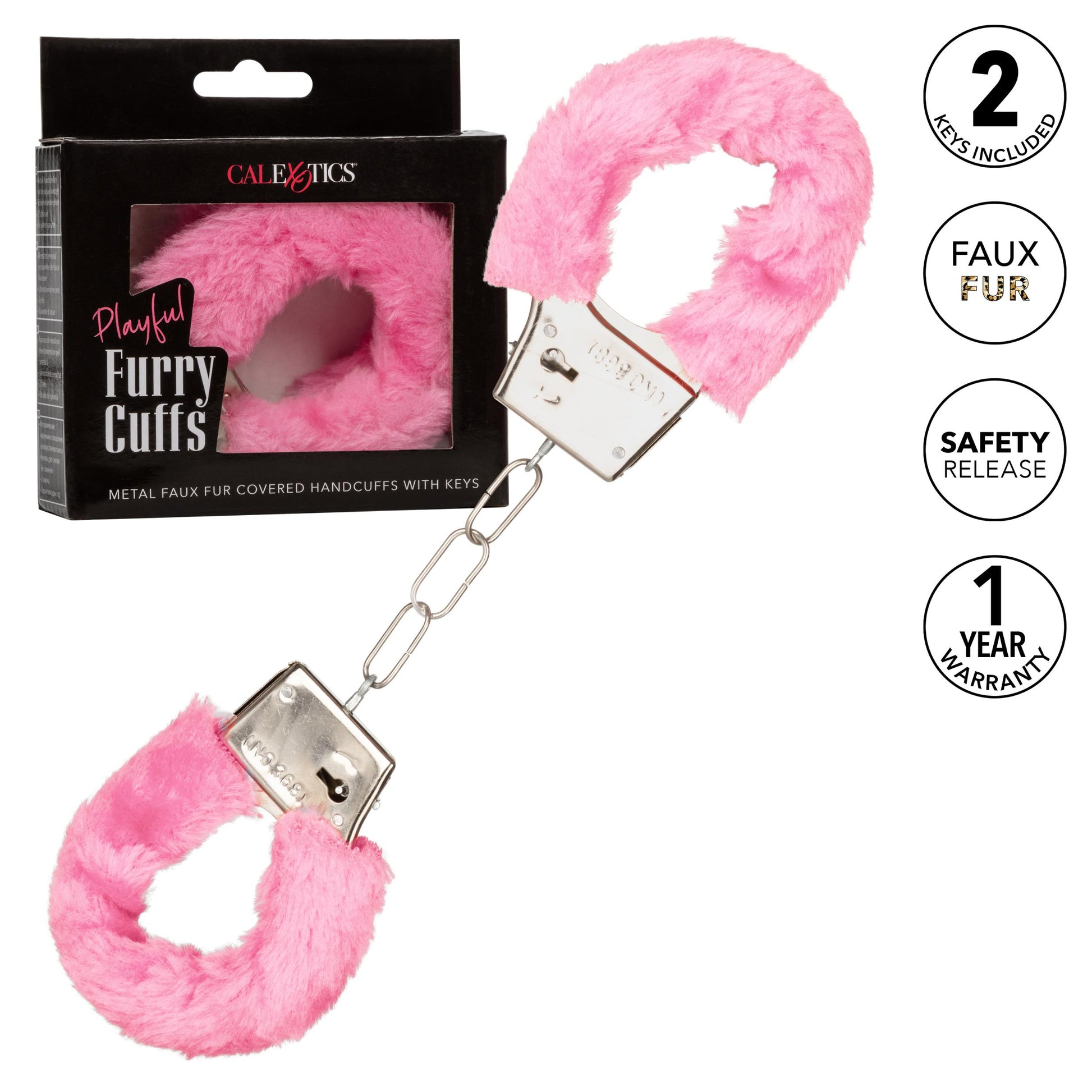 Playful Furry Cuffs - Pink | 716770099259 | Available at EroticWarehouse.com