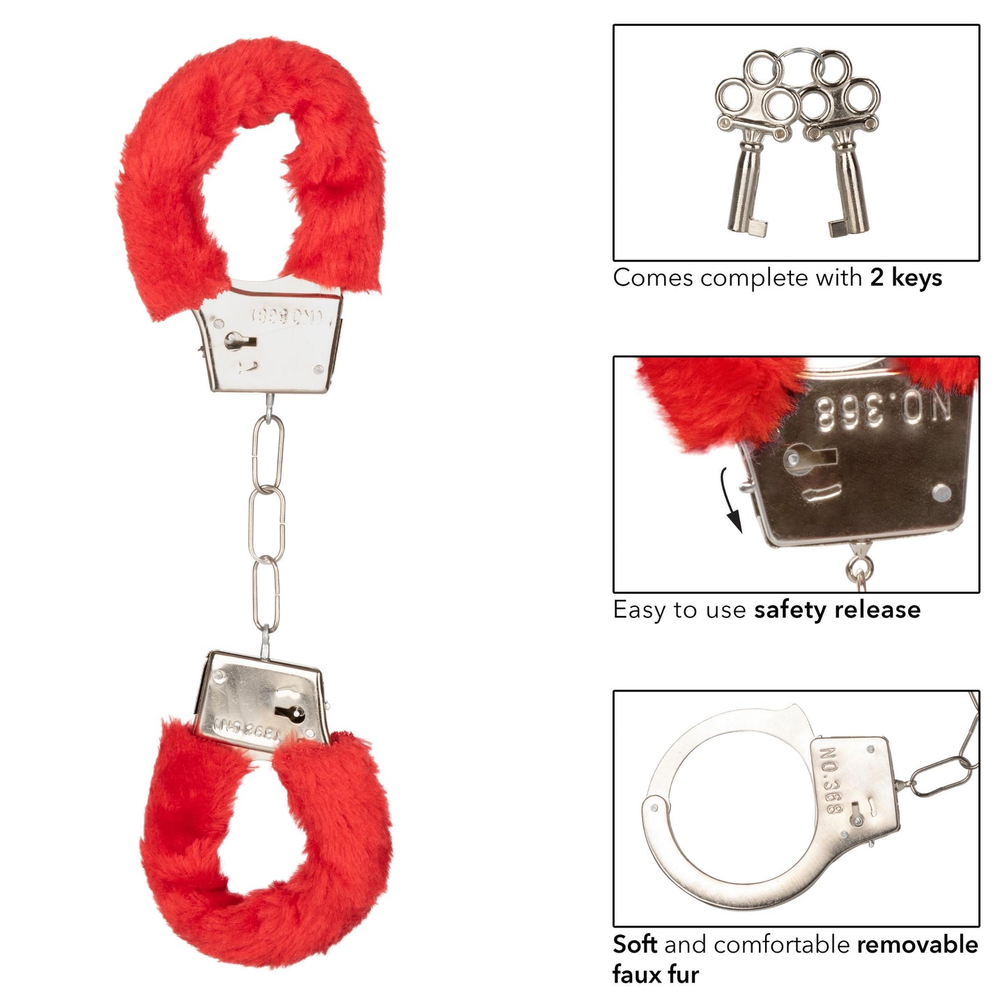 Playful Furry Cuffs - Red | 716770099266 | Available at EroticWarehouse.com