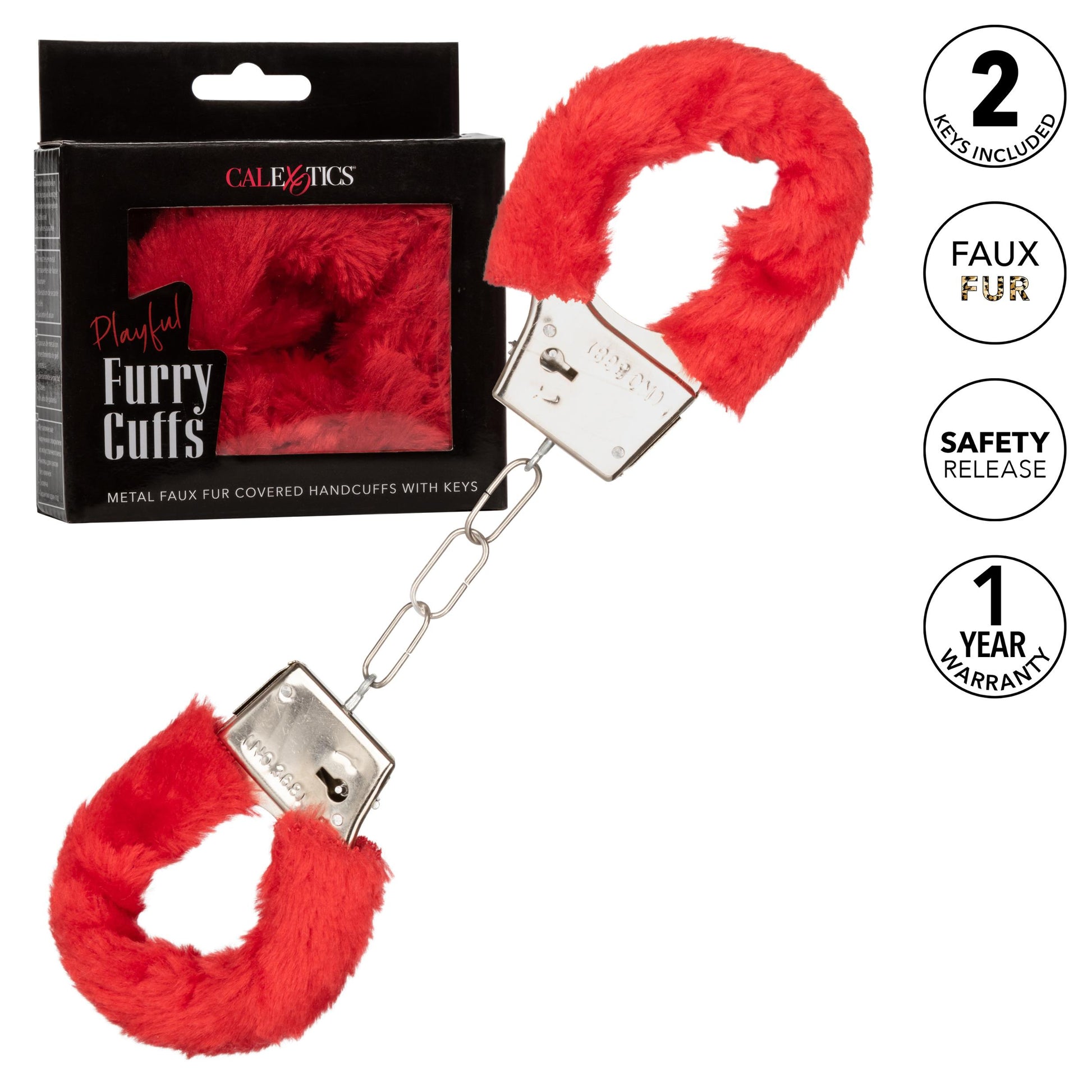 Playful Furry Cuffs - Red | 716770099266 | Available at EroticWarehouse.com