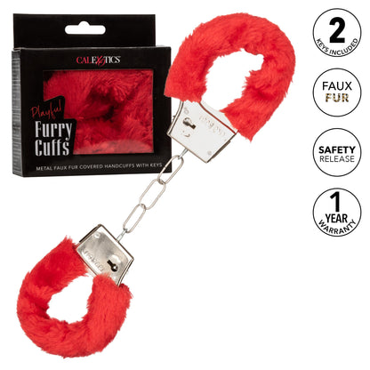 Playful Furry Cuffs - Red | 716770099266 | Available at EroticWarehouse.com