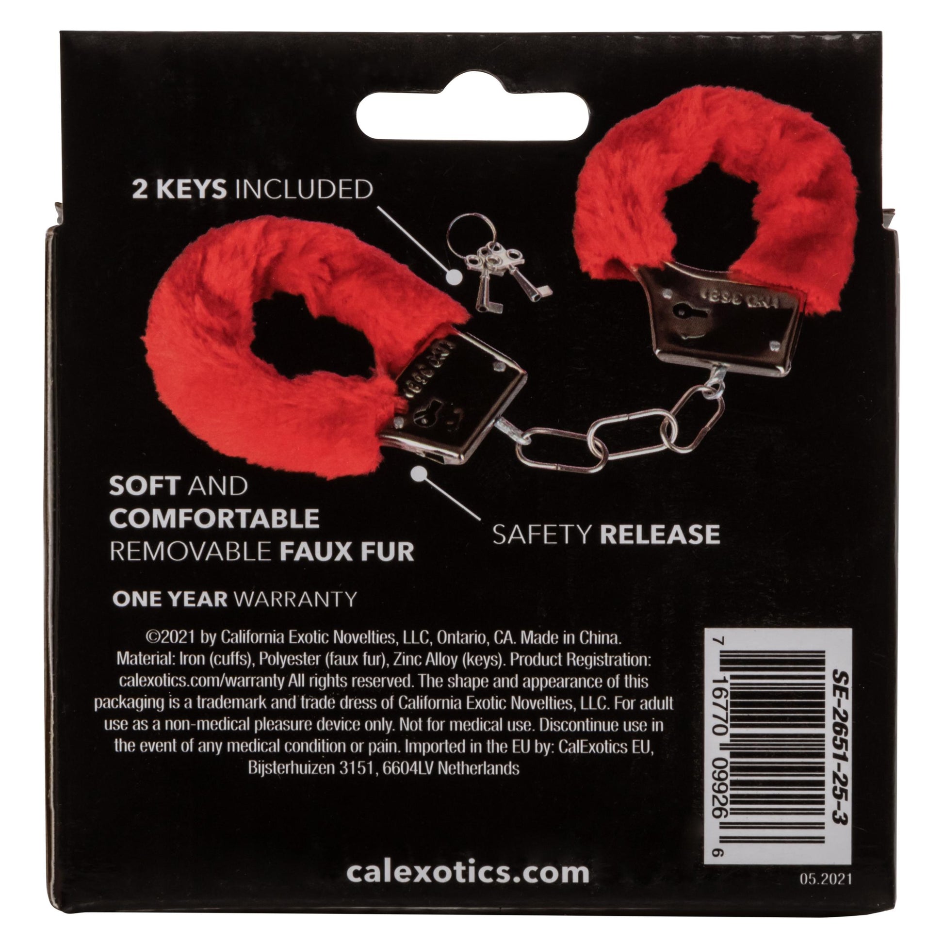 Playful Furry Cuffs - Red | 716770099266 | Available at EroticWarehouse.com