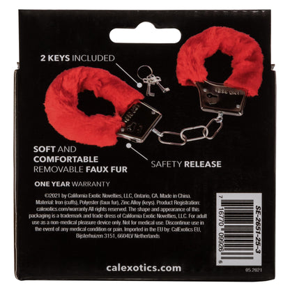 Playful Furry Cuffs - Red | 716770099266 | Available at EroticWarehouse.com