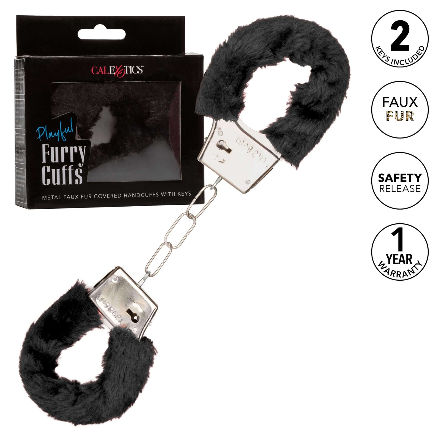 Playful Furry Cuffs - Black | 716770099273 | Available at EroticWarehouse.com