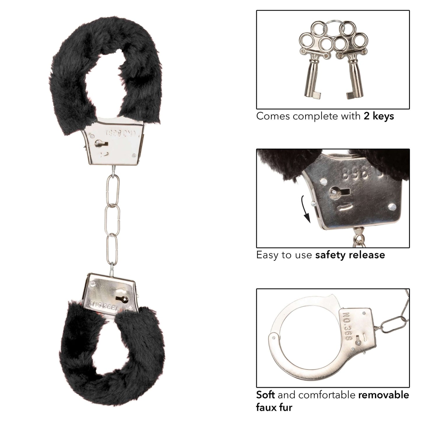 Playful Furry Cuffs - Black | 716770099273 | Available at EroticWarehouse.com