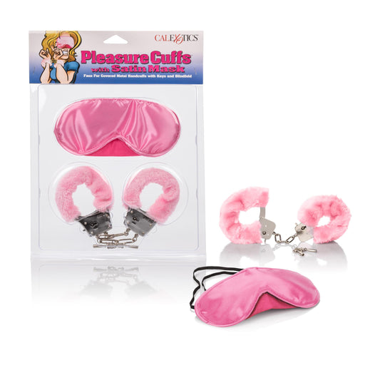 Pleasure Cuffs With Satin Mask | 716770032782 | Available at EroticWarehouse.com