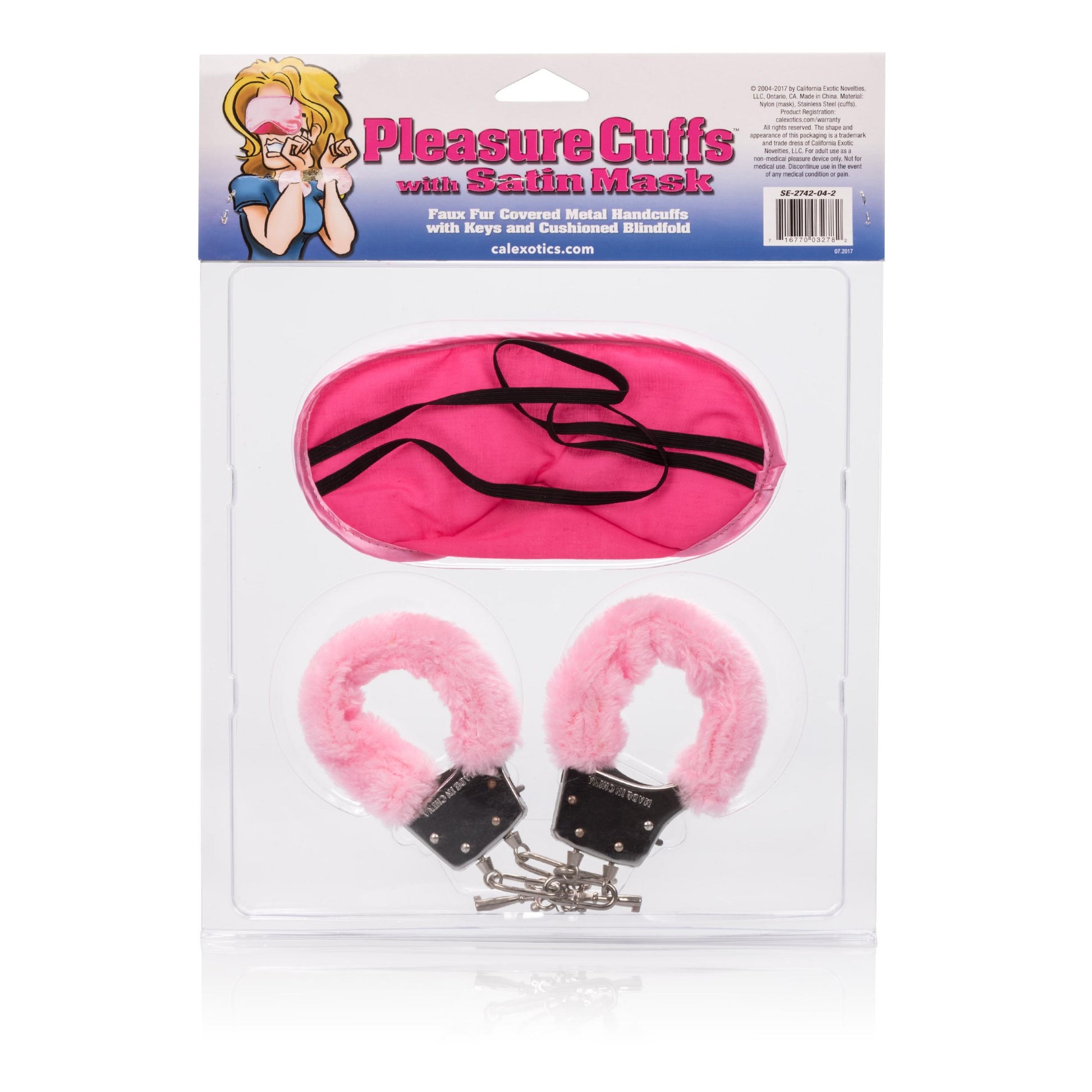 Pleasure Cuffs With Satin Mask | 716770032782 | Available at EroticWarehouse.com
