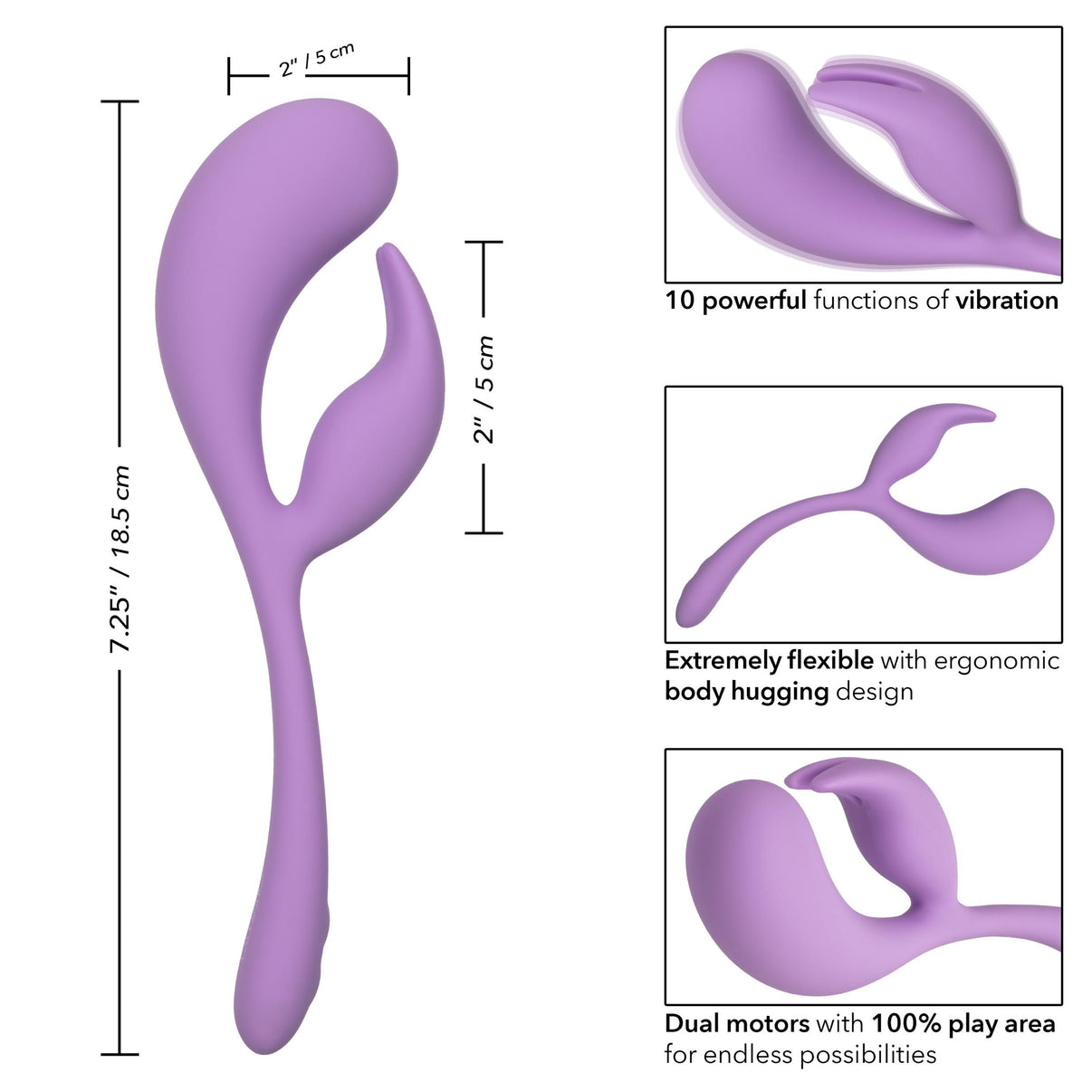 Elle Liquid Silicone Dual Flicker | 716770101907 | Available at EroticWarehouse.com