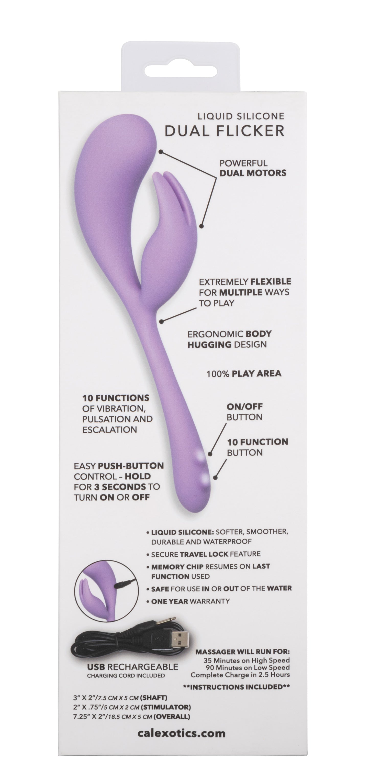 Elle Liquid Silicone Dual Flicker | 716770101907 | Available at EroticWarehouse.com