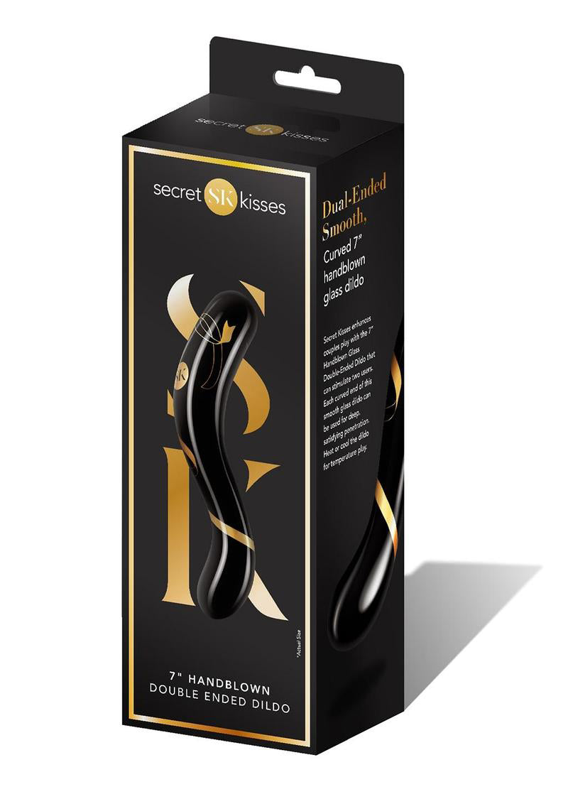 Secret Kisses - 7 Inch Handblown Double Ended Dildo - Black | 884472030952 | Available at EroticWarehouse.com