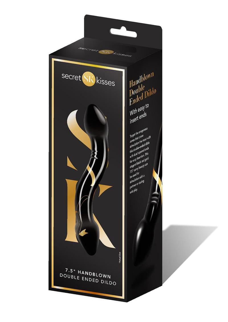 Secret Kisses - 7.5 Inch Handblown Double Ended Dildo - Black | 884472030969 | Available at EroticWarehouse.com