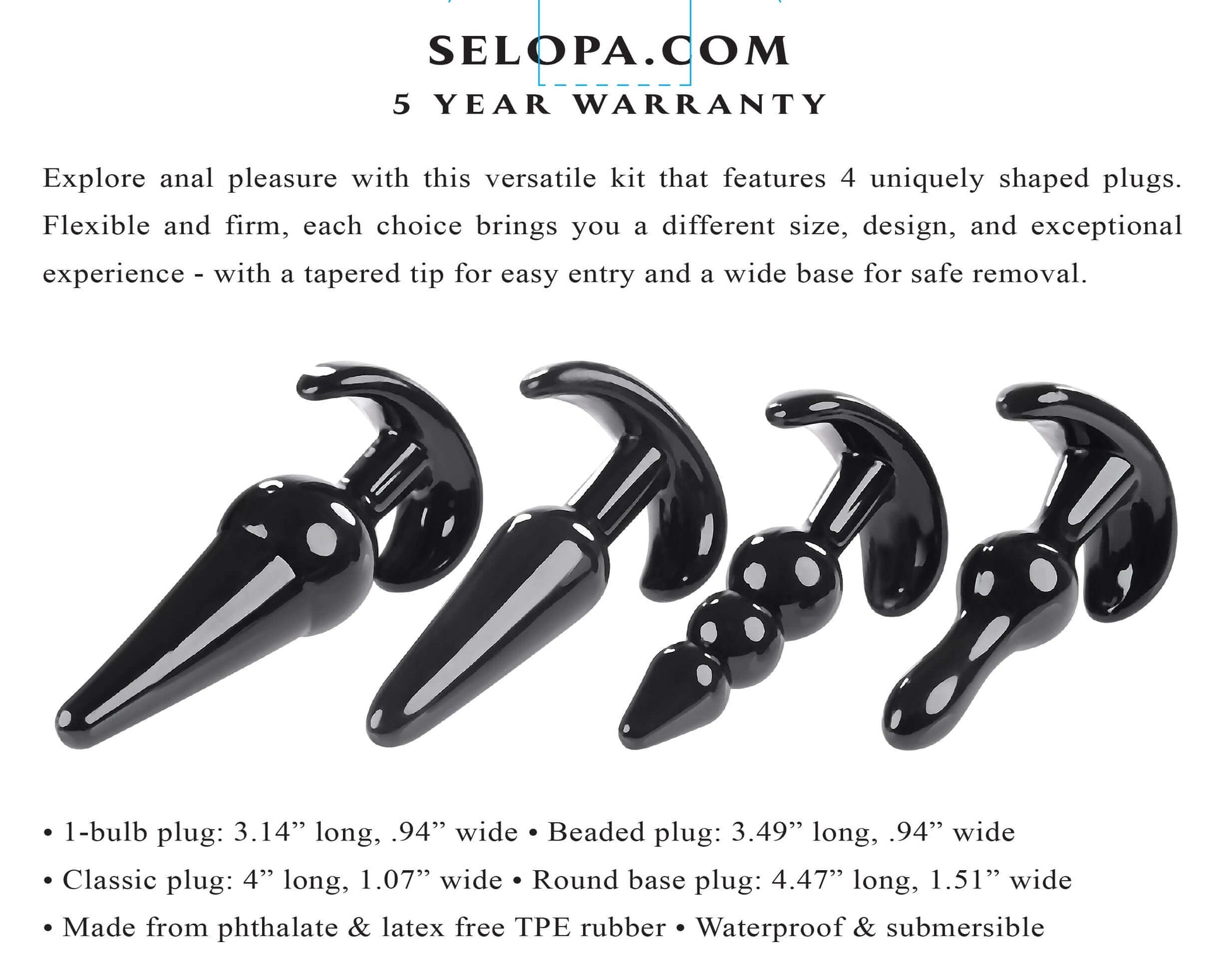 Intro to Plugs - Black | 844477023526 | Available at EroticWarehouse.com
