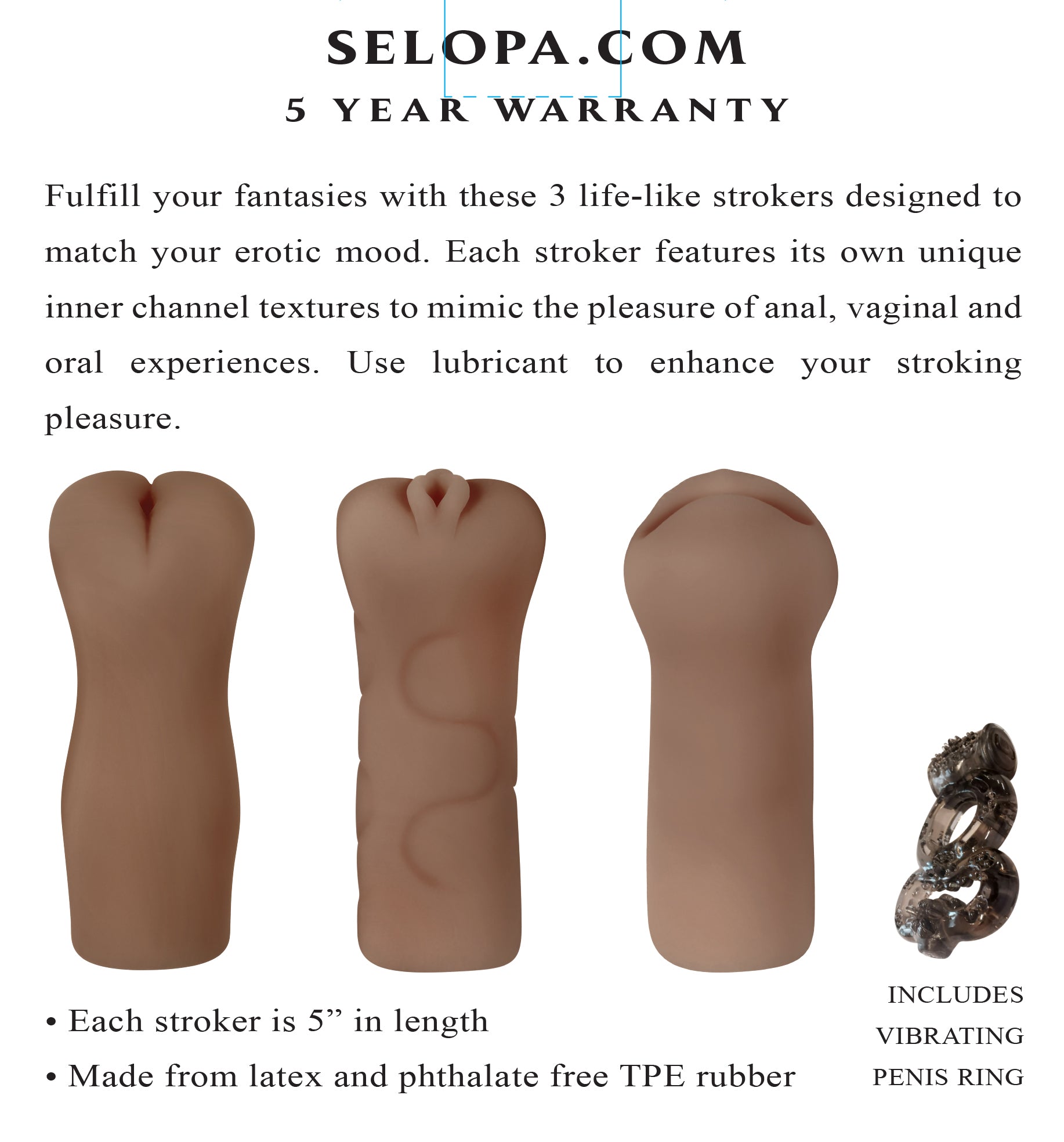 Selopa Party Pack Pussy, Ass, Mouth 3 Pack Strokers | 844477023496 | Available at EroticWarehouse.com