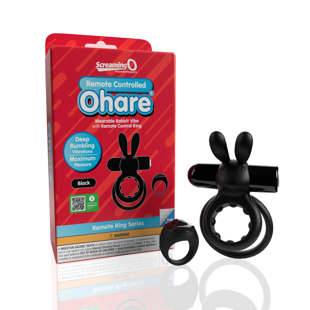 Screaming O Remote Controlled Ohare Vibrating Ring - Black | 817483017162 | Available at EroticWarehouse.com