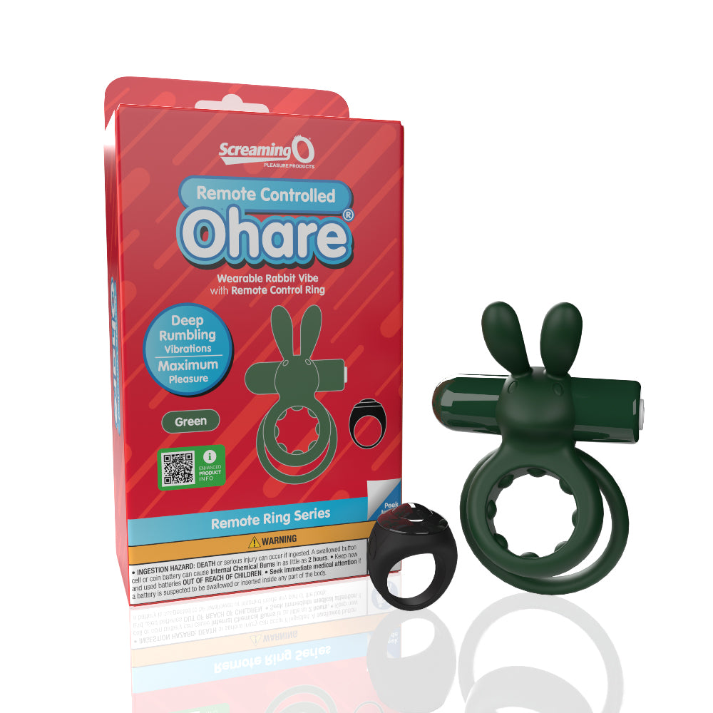 Screaming O Remote Controlled Ohare Vibrating Ring - Green | 817483017186 | Available at EroticWarehouse.com