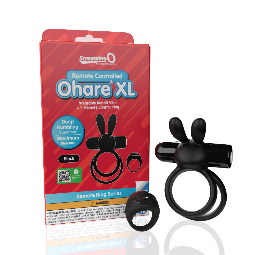 Screaming O Remote Controlled Ohare XL Vibrating Ring - Black | 817483017193 | Available at EroticWarehouse.com