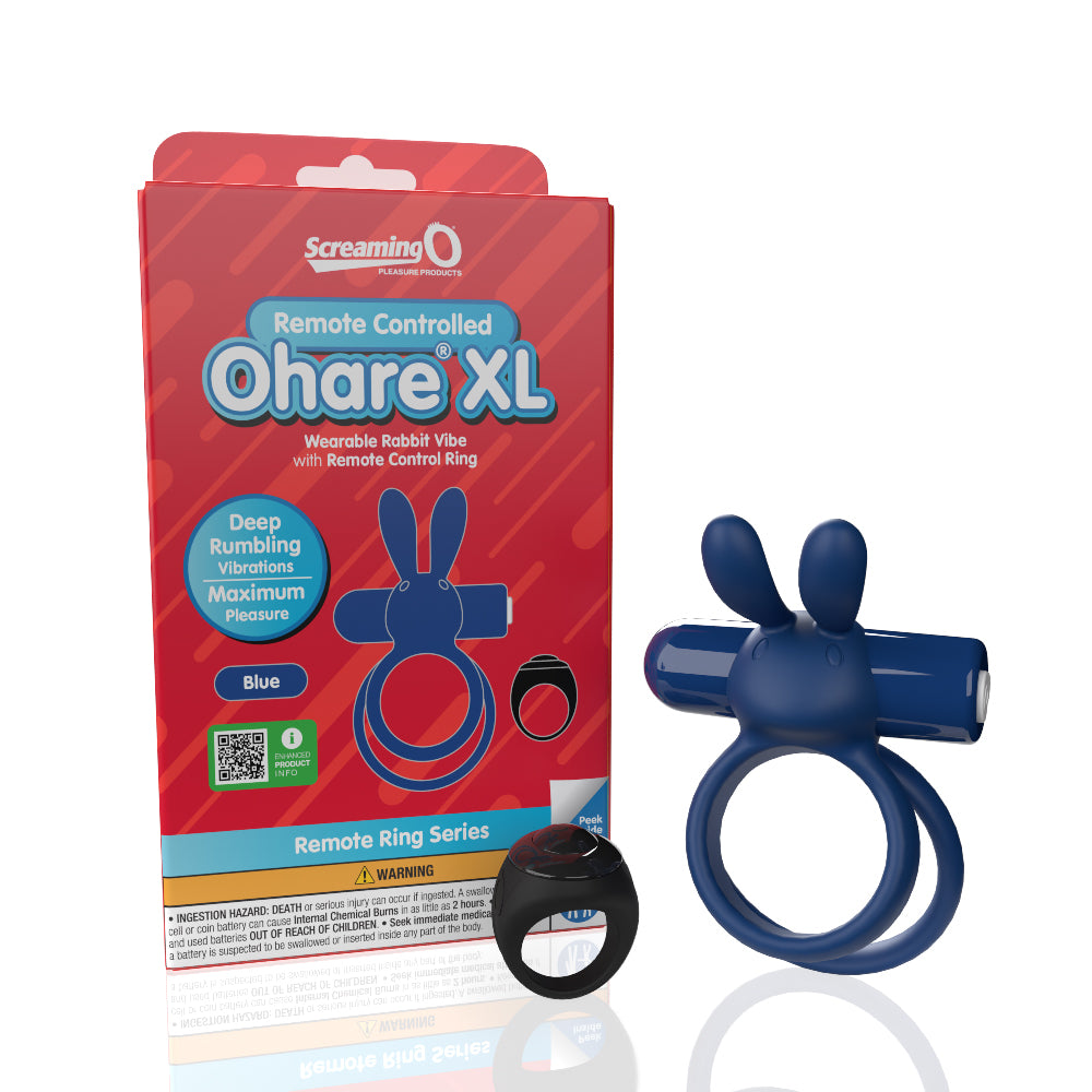 Screaming O Remote Controlled Ohare XL Vibrating Ring - Blue | 817483017209 | Available at EroticWarehouse.com