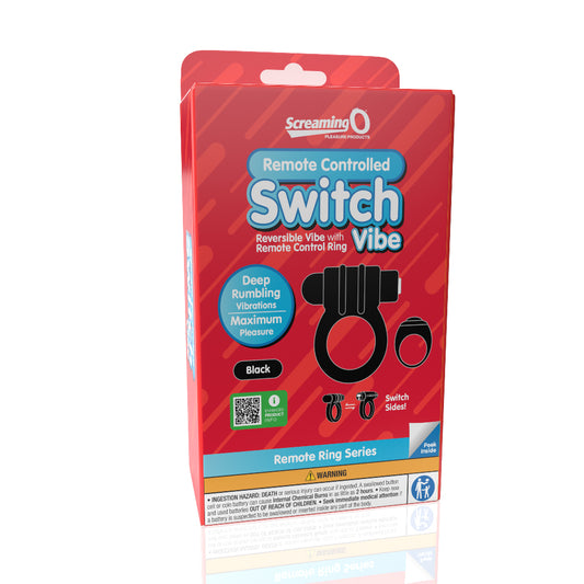 Screaming O Remote Controlled Switch Vibrating Ring - Black | 10817483017220 | Available at EroticWarehouse.com