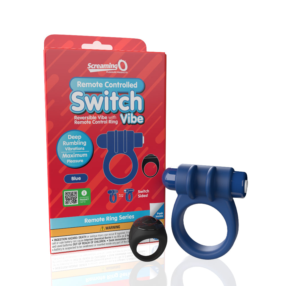 Screaming O Remote Controlled Switch Vibrating Ring - Blue | 817483017230 | Available at EroticWarehouse.com