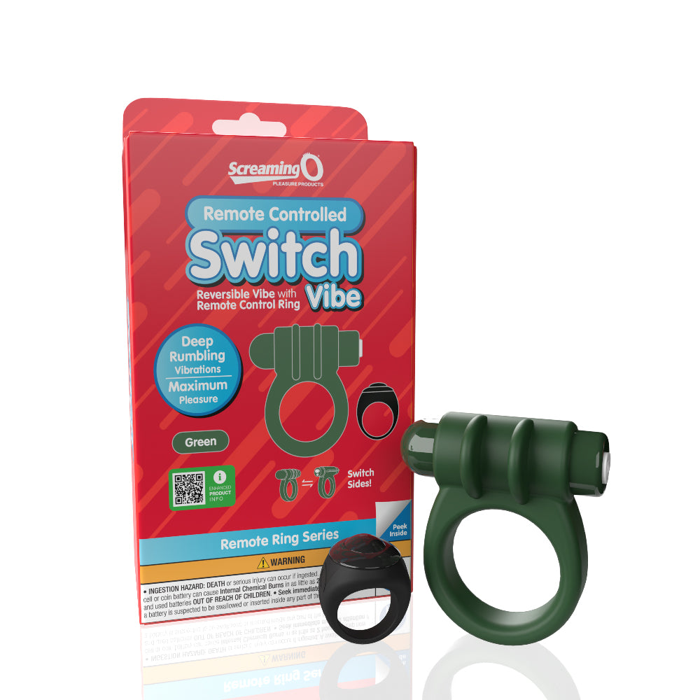 Screaming O Remote Controlled Switch Vibrating Ring - Green | 817483017247 | Available at EroticWarehouse.com