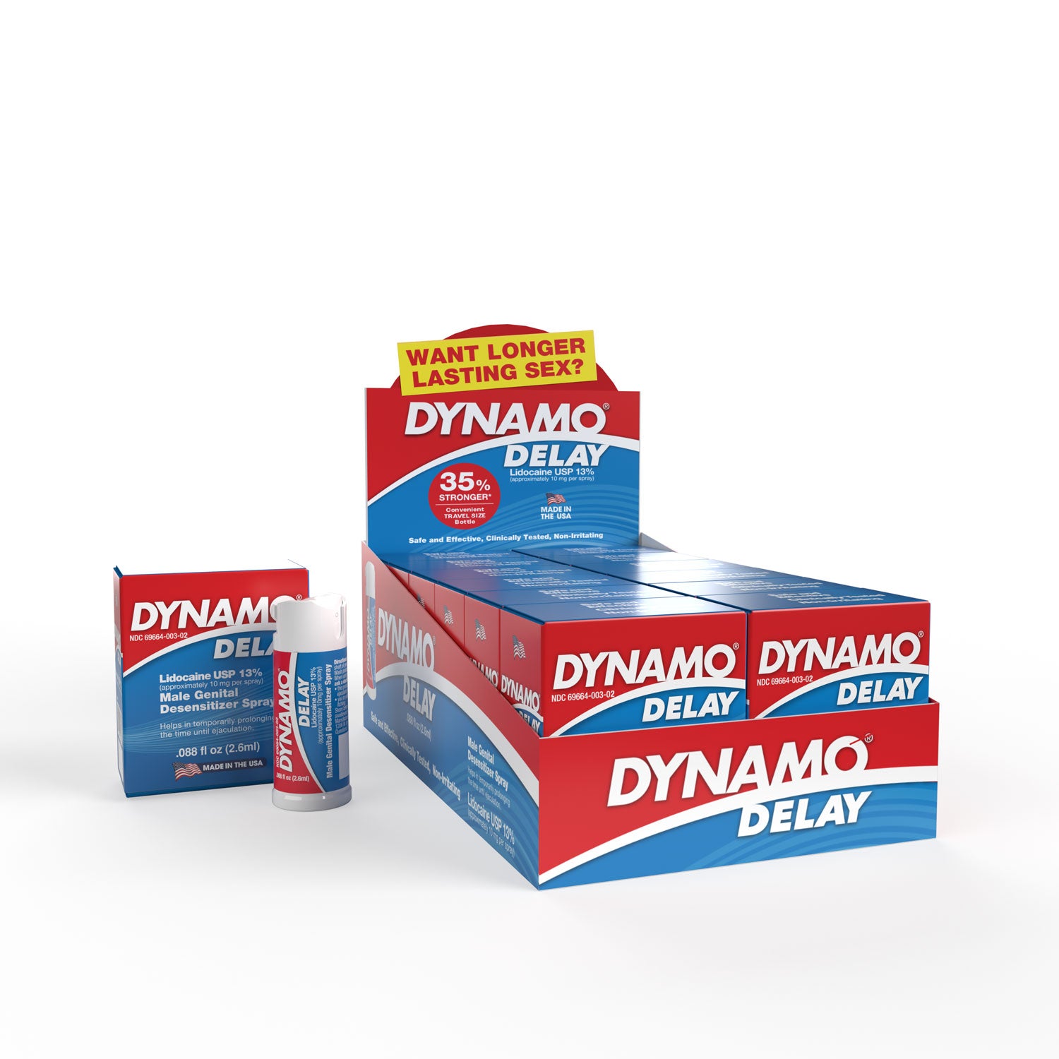 Dynamo Delay to Go in Pop Box .088 Fl Oz - 12 Ct Box - Display | 10817483014670 | Available at EroticWarehouse.com
