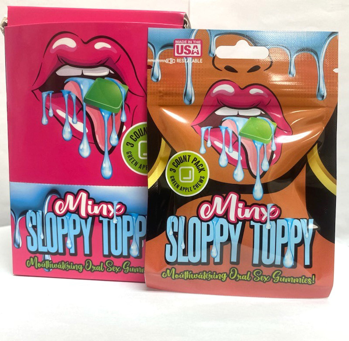 Minx Sloppy Toppy Oral Sex Gummies - 20 Ct Display - Green Apple | 757817782369 | Available at EroticWarehouse.com