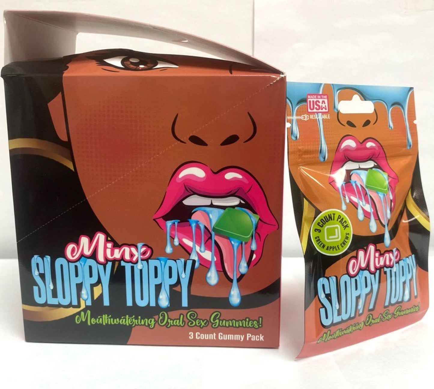 Minx Sloppy Toppy Oral Sex Gummies - 20 Ct Display - Green Apple | 757817782369 | Available at EroticWarehouse.com