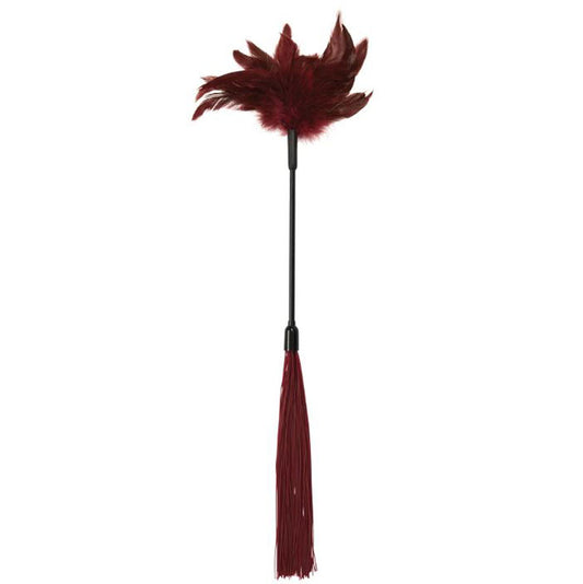 Sex and Mischief Enchanted Feather Tickler - Burgundy | 646709099336 | Available at EroticWarehouse.com