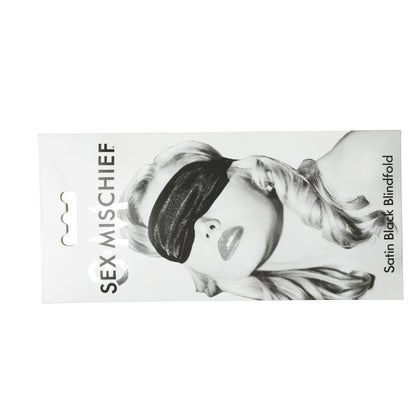 Sex and Mischief Satin Blindfold - Black | 646709100018 | Available at EroticWarehouse.com