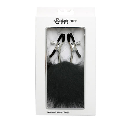 Sex and Mischief Feathered Nipple Clamps | 646709100827 | Available at EroticWarehouse.com
