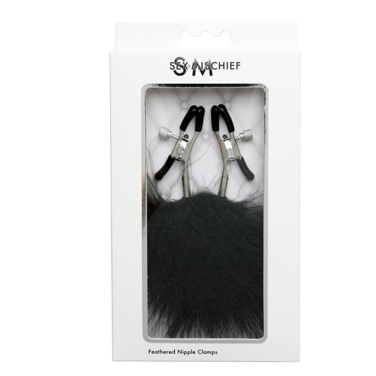 Sex and Mischief Feathered Nipple Clamps | 646709100827 | Available at EroticWarehouse.com