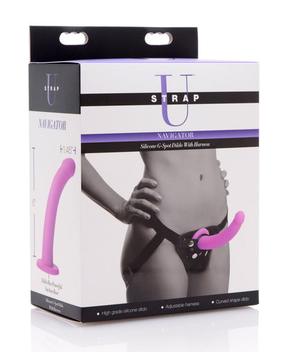 Navigator Silicone G-Spot Dildo With Harness | 848518026095 | Available at EroticWarehouse.com