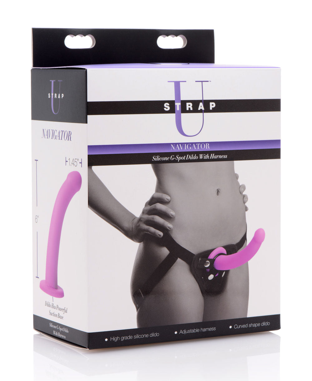 Navigator Silicone G-Spot Dildo With Harness | 848518026095 | Available at EroticWarehouse.com