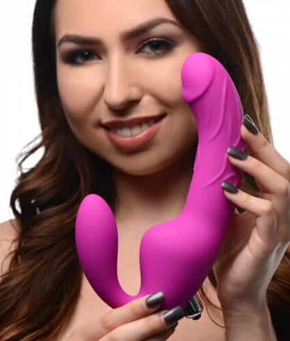Royal Rider Vibrating Strapless Strap- on Dildo - Pink | 848518028198 | Available at EroticWarehouse.com