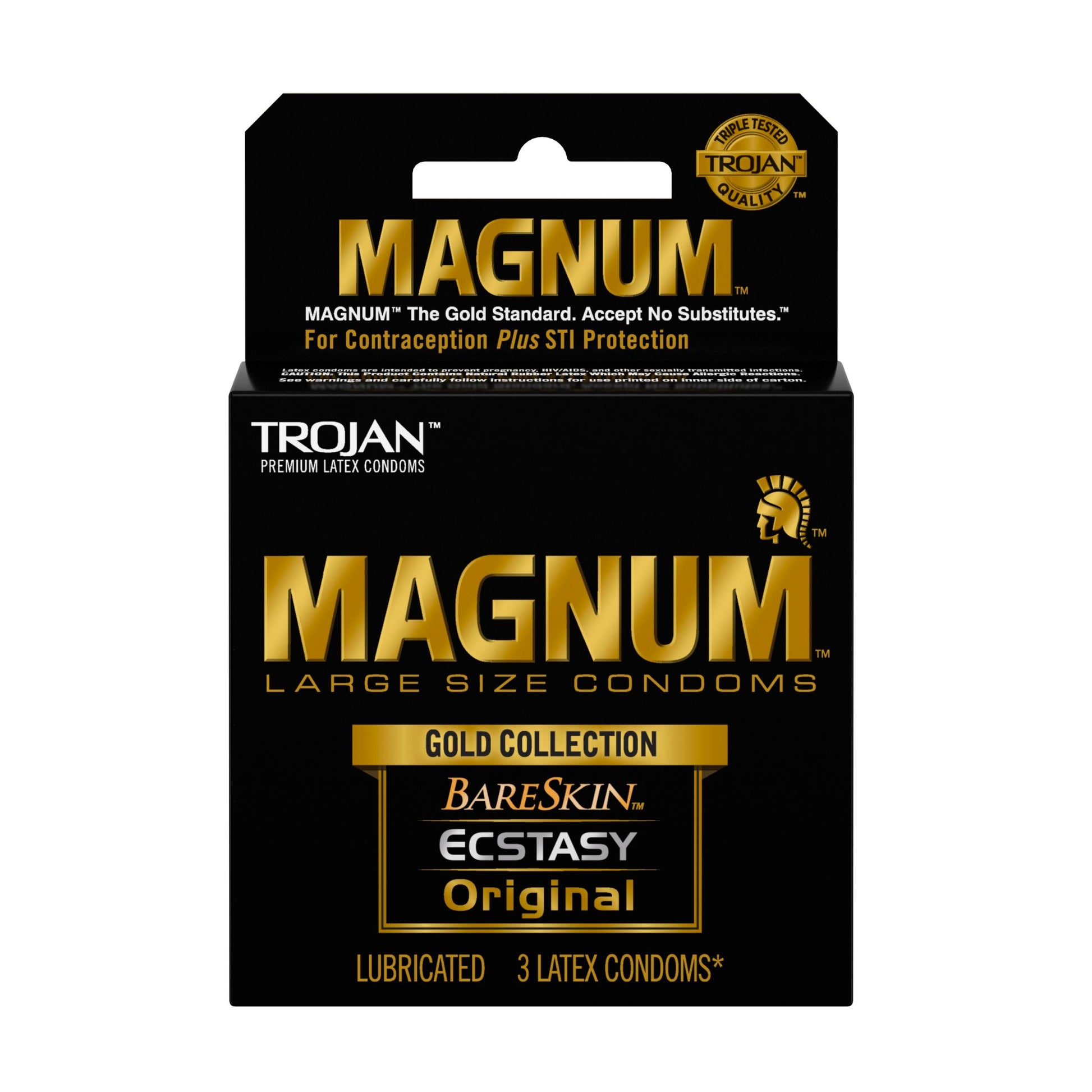 Trojan Magnum Large Size Gold Collection Condoms - 3 Pack | 022600019879 | Available at EroticWarehouse.com