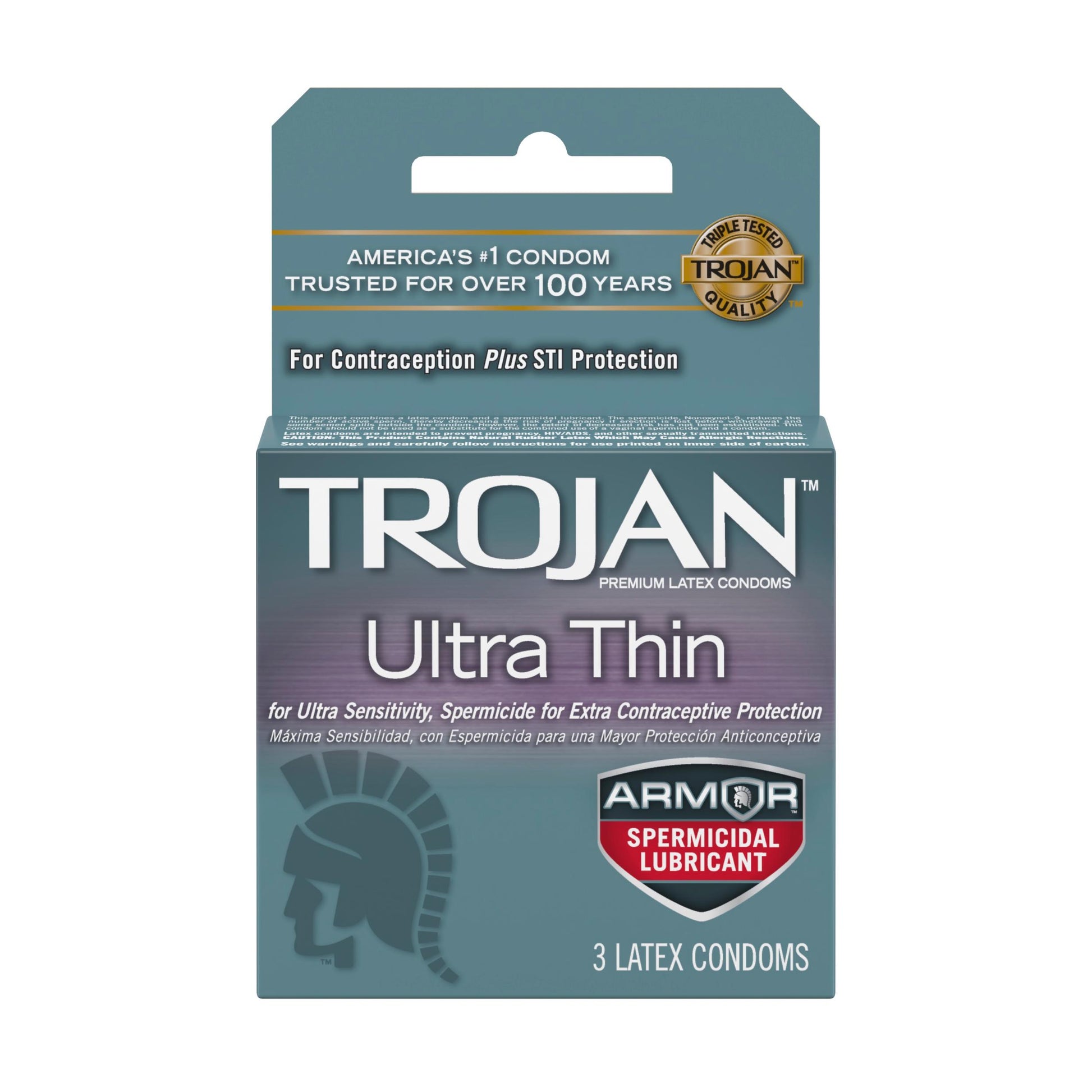 Trojan Ultra Thin Armor Spermicidal Condoms - 3 Pack | 022600927204 | Available at EroticWarehouse.com
