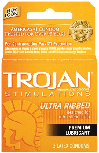 Trojan Stimulations Ultra Ribbed Lubricated Condoms - 3 Pack | 022600940500 | Available at EroticWarehouse.com